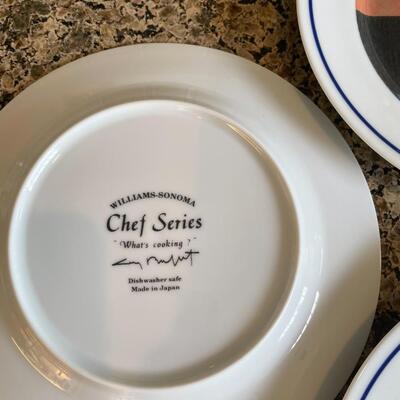 Guy Buffet Chef Series "What's Cooking?" Williams-Sonoma 10 appetizer/salad/desert plates MINT