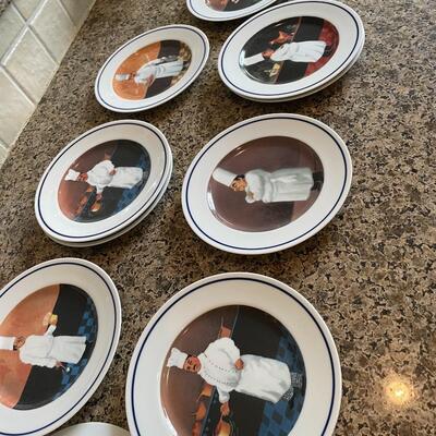 Guy Buffet Chef Series "What's Cooking?" Williams-Sonoma 10 appetizer/salad/desert plates MINT