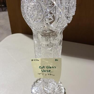 Cut Glass Vase 14"T x 4Â½"W -Item #226