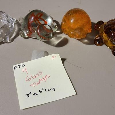 4 Glass Turtles -Item #240