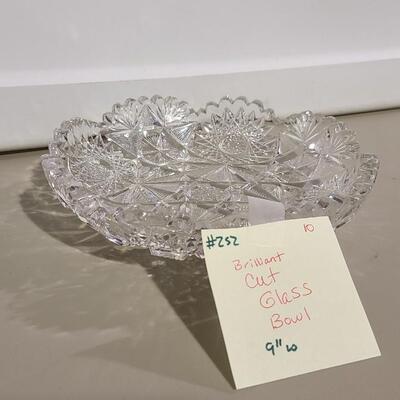 Brilliant Cut Glass Bowl  9"W -Item #252