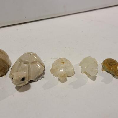 6 Marble Stone Figurines mostly turtles -Item #261