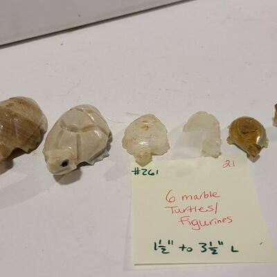 6 Marble Stone Figurines mostly turtles -Item #261