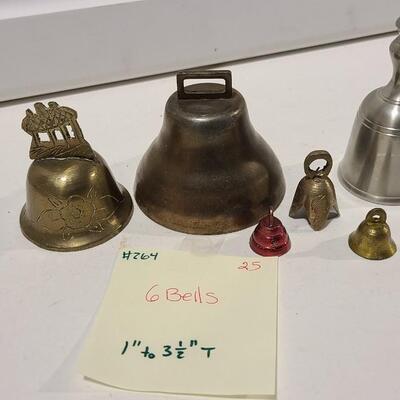 6 Bells Metal Pewter Brass  -Item #264