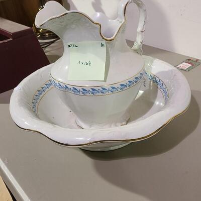 Water Pitcher + Bowl -Item #286 Pitcher 16Â½"T Bowl  11"W