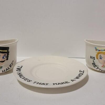 His/Hers Half Cups and Saucer Plate -Item #287