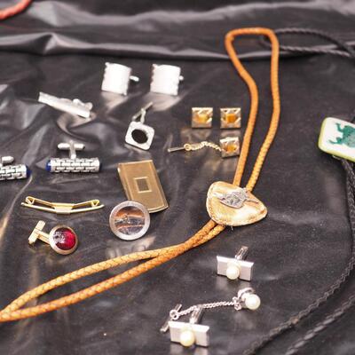 Lot 115 Bolo ties, cufflinks, Tie Bars, Dicroic Glass and other Jewelry