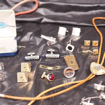 Lot 115 Bolo ties, cufflinks, Tie Bars, Dicroic Glass and other Jewelry