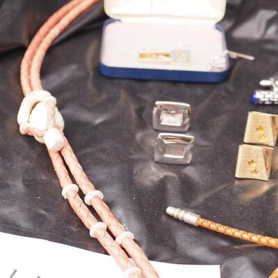 Lot 115 Bolo ties, cufflinks, Tie Bars, Dicroic Glass and other Jewelry