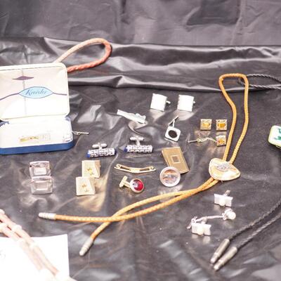 Lot 115 Bolo ties, cufflinks, Tie Bars, Dicroic Glass and other Jewelry