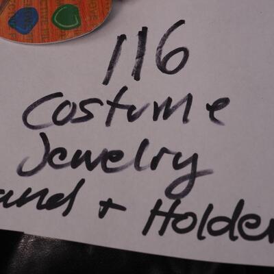 Lot 116 Vintage Costume jewelry and travel cases, earring metal tree