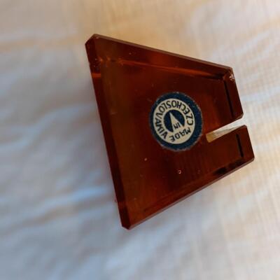 Czech art deco blown glass card holders