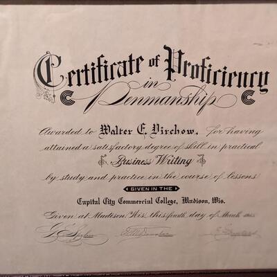 1915 Certificate of Proficiency in Penmanship