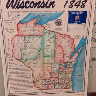 1848 Wisconsin county map