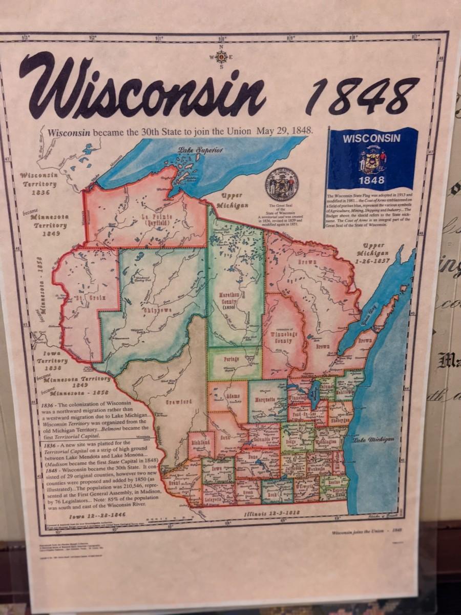 1848 Wisconsin county map  EstateSales.org