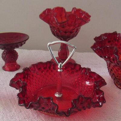Lot 53 - Vintage Murano Ruby Red Bubble Glass 