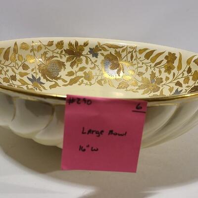 Large Bowl 16"W Creme, Gold, Silver tone -Item #290