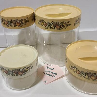 Pyrex Glass Containers+Plastic Lids -Item #322