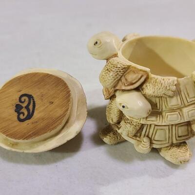 Stacked Turtle Statue with removable shell -Item #329 made in England