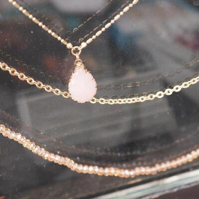 Lot 118 Necklaces and glass display
