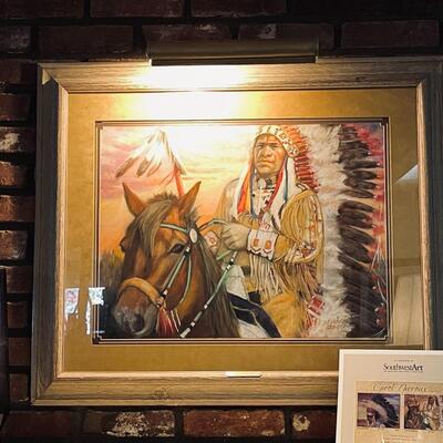 LOT 2  Chief Standing Bear Original Pastel Painting by Carol Theroux 