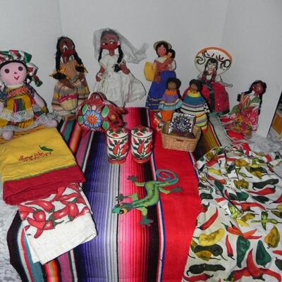 " SOUTH OF THE BORDER"-DOLLS-PIGGY BANK-SALT & PEPPER SHAKERS-MORE