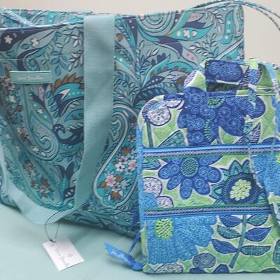 Very Bradley Drawstring Family Tote, and folding travel case  
