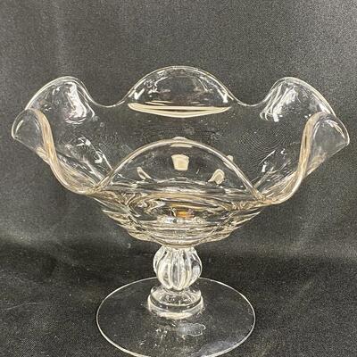 Ruffled Clear Glass Candy Dish Compote