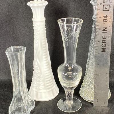 Mixed Lot of 4 Glass Flower Bud Vases