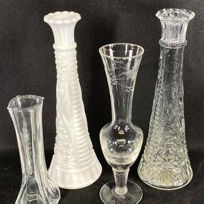 Mixed Lot of 4 Glass Flower Bud Vases