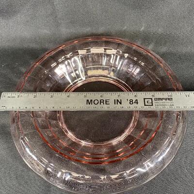 Pale Pink Depression Glass Shallow Serving Bowl