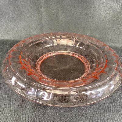 Pale Pink Depression Glass Shallow Serving Bowl