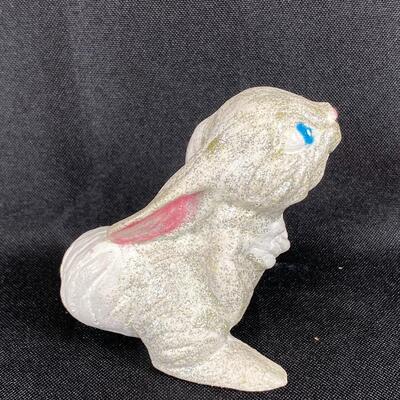 Silver Glitter Covered Rabbit Figurine 