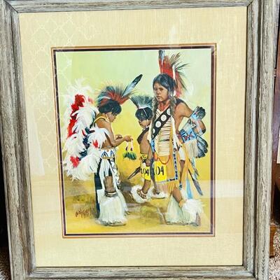 Lot 32  Original Pastel Painting Native American Youth Pow Wow Regalia by Carol Theroux