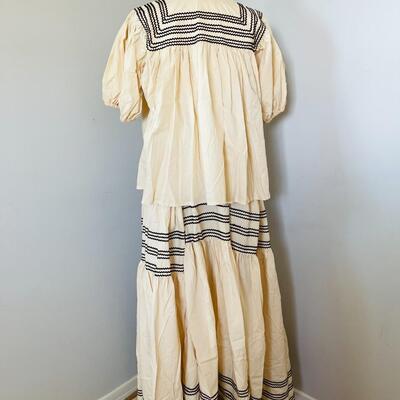 Lot 35  Vintage 2 Piece Cherokee Style Cloth Dress Ric Rac Trim Size Ladies Medium 