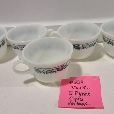 5 Pyrex Cups -Item #354