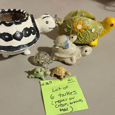 Lot of 6 Turtles -Item #365 2" to 7"L