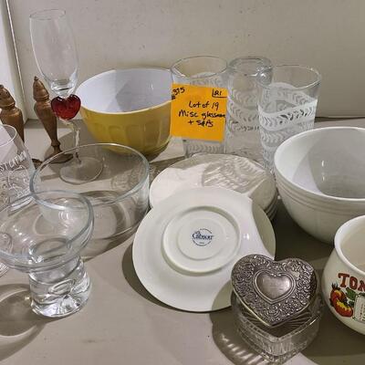 19 Misc. Glass and Dishware and Shakers -Item #375