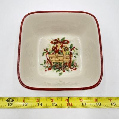 LONGABERGER POTTERY NATUREâ€™S GARLAND SMALL SQUARE BOWL