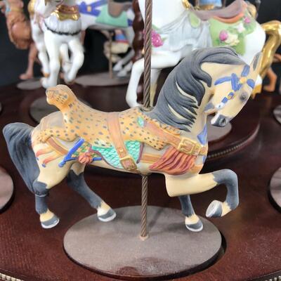 Franklin Mint Circus Animal Carousel Horse Figurine Set with Turning Display
