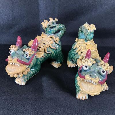 Set of 2 Foo Dog Dragon Figurines