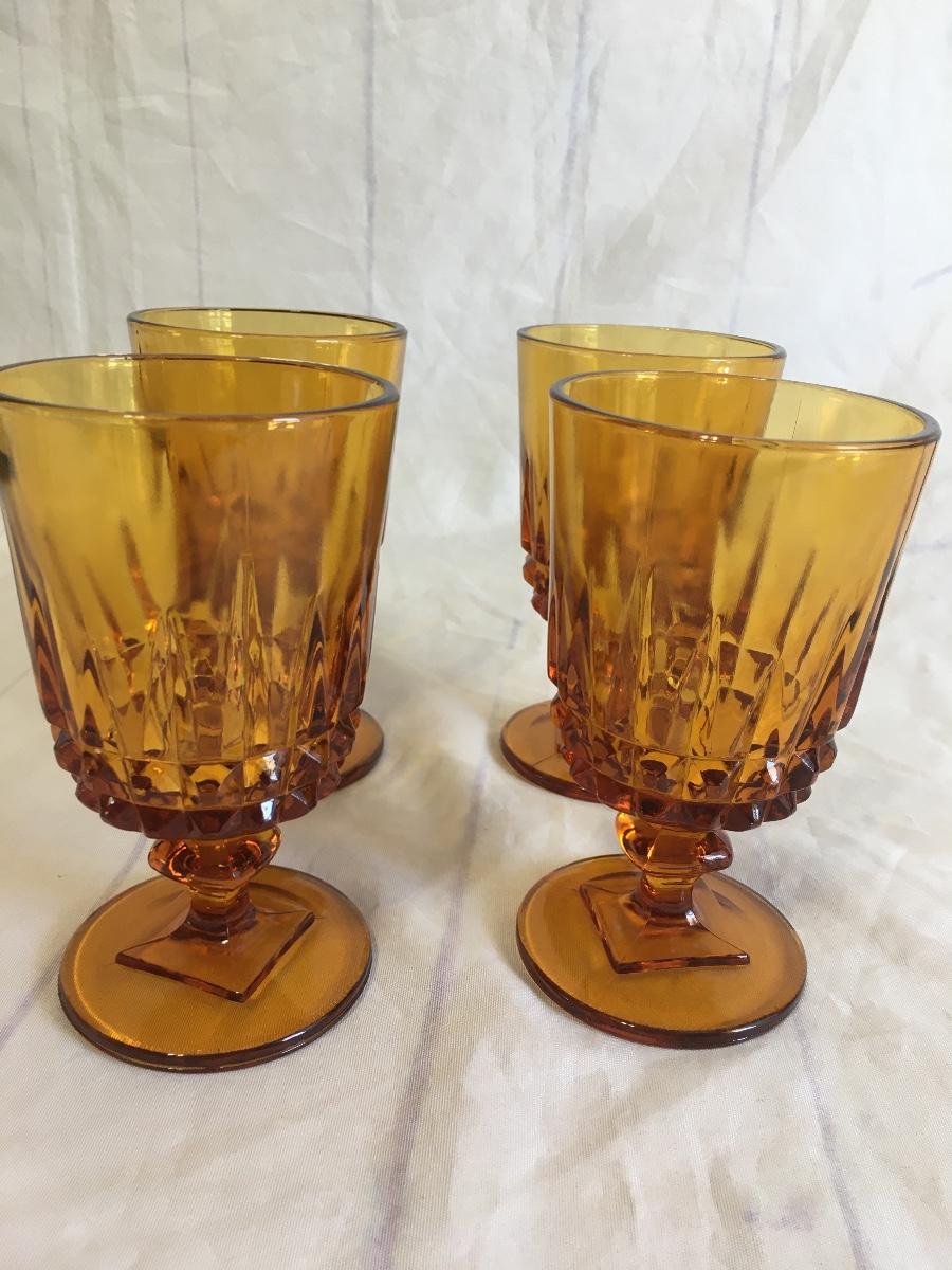 Vintage Amber Goblets | EstateSales.org