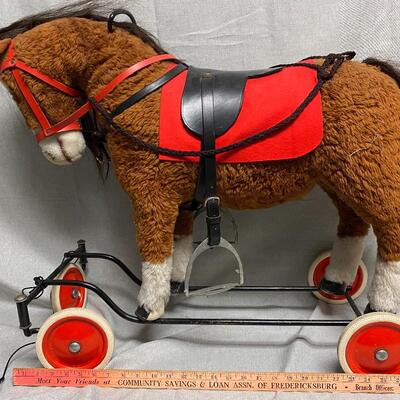 Child Toddler Size Horse Ride On Pull Along Plush 