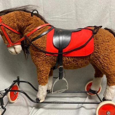 Child Toddler Size Horse Ride On Pull Along Plush 