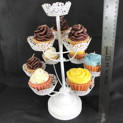 14“ Cupcake Candle Stand w. 9 Scented Cupcake Candles