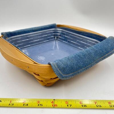 LONGABERGER 2005 SQUARE BASKET W/DENIM LINER