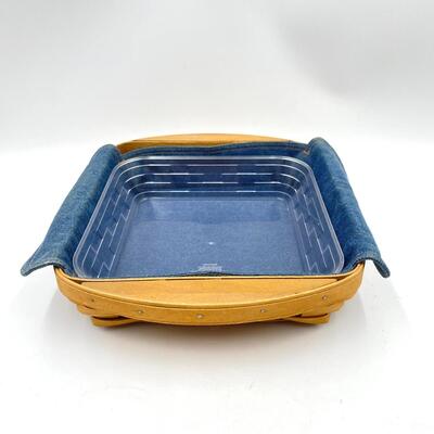 LONGABERGER 2005 SQUARE BASKET W/DENIM LINER