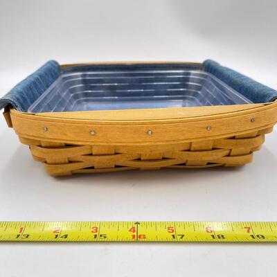 LONGABERGER 2005 SQUARE BASKET W/DENIM LINER