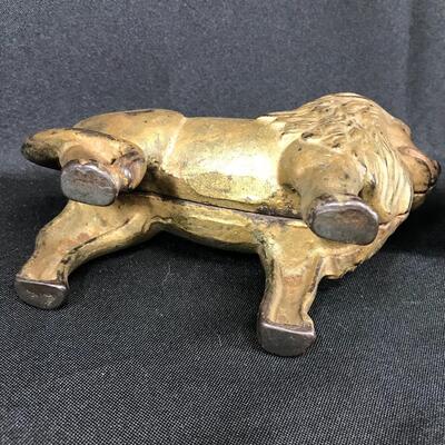 2 Vintage Cast Iron Lion Coin Banks