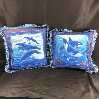 2 Ocean-life Themed Pillows 15â€